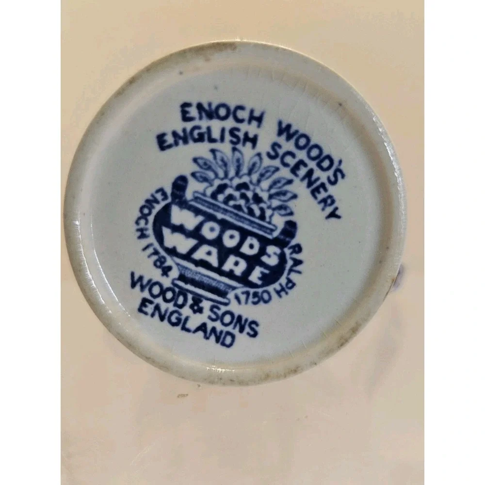 Woods Burslem England Seaforth Woods Ware Blue White Mini Washstand  Set Vintage